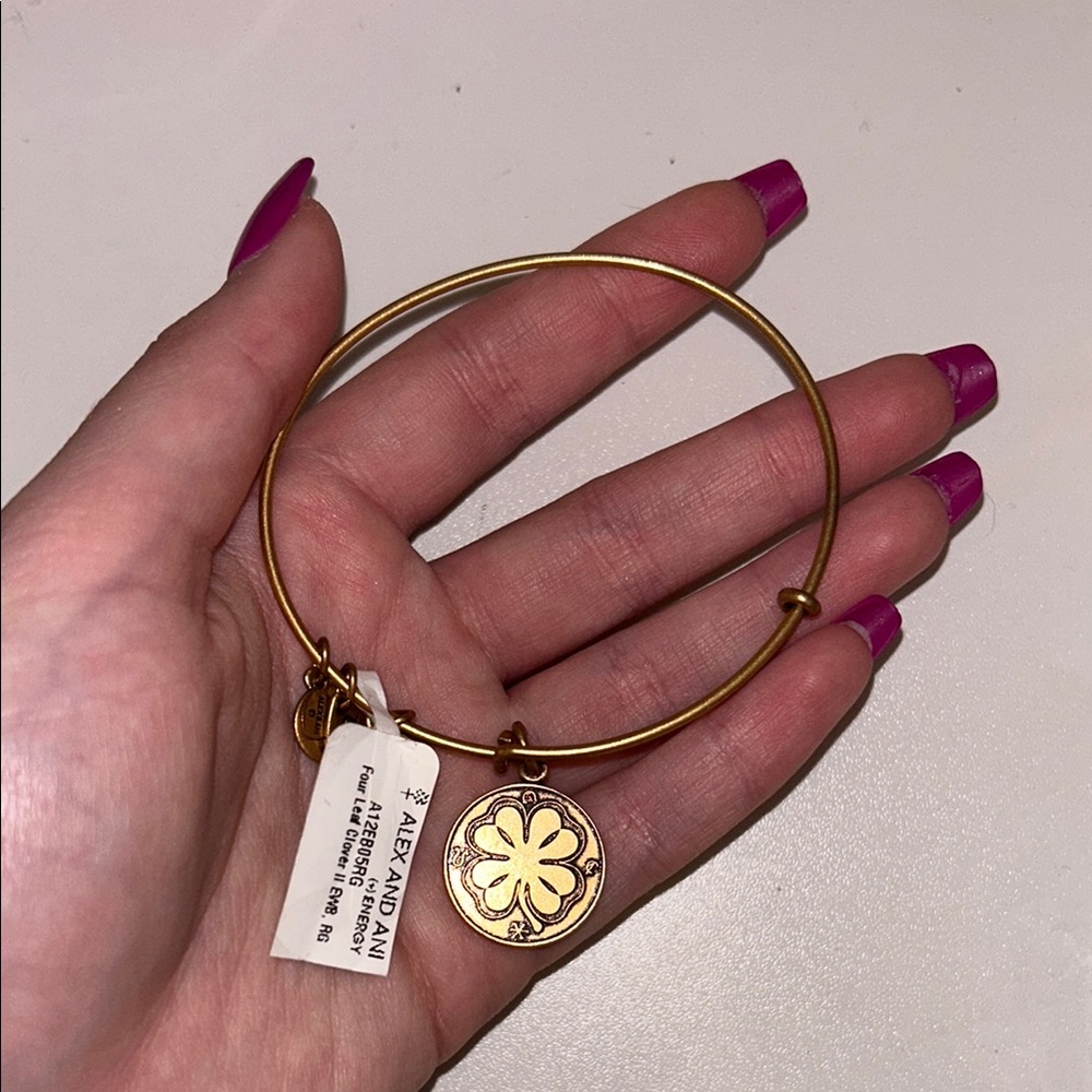 Alex and Ani Gold Four Leaf Clover Bangle Bracelet